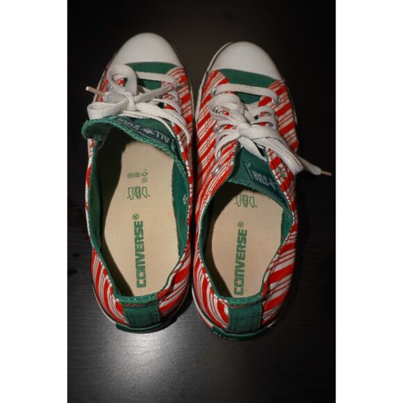 Converse All Star Candy Cane Stripe Low Top Shoes Red Green Unisex Men 7 Women 9 - Picture 11 of 13